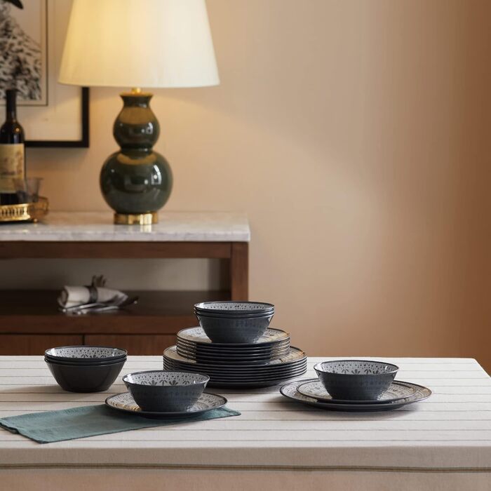 Набір посуду з меламіну на 8 осіб (24 шт.) - тарілки та набір посуду з меламіну, ідеально для кемпінгу, дачі та відпочинку на природі