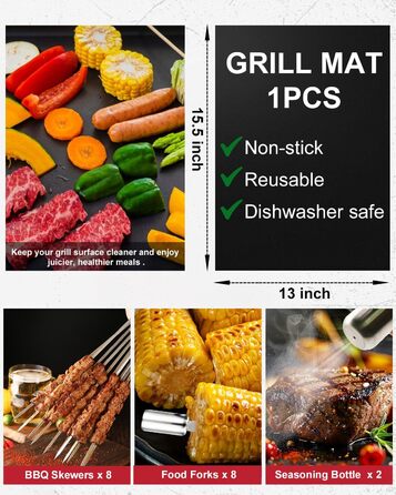 Набір гриль-посуду 11 предметів, 34 см, нержавіюча сталь. Комплектація: щипці, виделка, кейс. Практичний багатофункціональний набір для барбекю, подарунок для чоловіків (срібний)