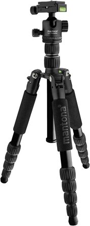 Штатив Mantona Light Traveller 131,5 см чорний: легкий фотоштатив з кульковою головкою та Arca-Swiss, до 5 кг, алюміній
