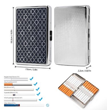 Металеве тютюноприладдя в ретро стилі: захисний кейс для сигарет на 20 шт (100mm) - чоловічий/жіночий