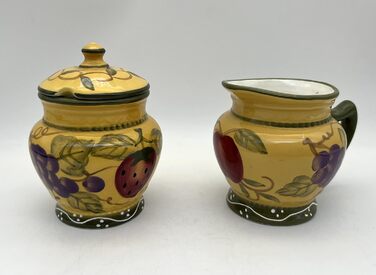 Tuscan Collection Deluxe Hand-Painted Sugar Bowl & Creamer Set by ACK