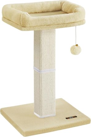 Feandrea Cat Tree, Cat Tower with 40 x 30 cm Plush Platform, Scratching Post, Cat Scratching Tree, 71 cm High, Sisal-Wrapped Scratching Post, 45 x 40 cm Base, with Plush Ball, PCA022W01 (Beige)