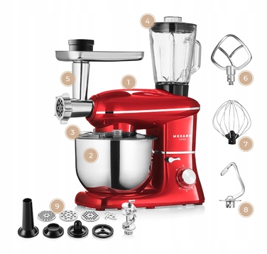 Кухонний комбайн Mozano Kitchen Assistent, 3200 Вт, червоний