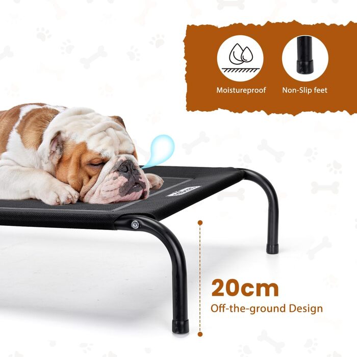 Зручне лежак для собак Nobleza Hundeliege Outdoor, M, 105x80x20 см, для відпочинку на вулиці, кемпінгу, чорного кольору