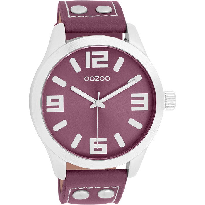 Жіночий аналоговий наручний годинник Oozoo Timepieces з шкіряним ремінцем, круглий циферблат, колір: фіолетовий