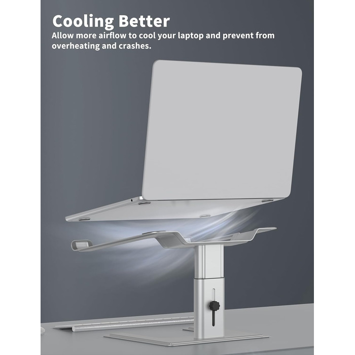 Підставка для ноутбука ALASHI, регульована, ергономічна, металева, чорна, 10-15.6 дюймів