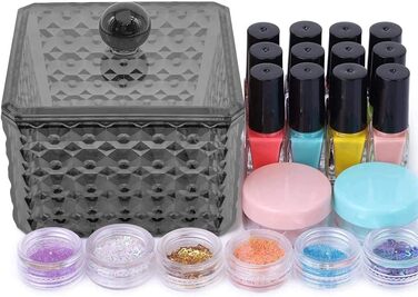 Організатор для ватних дисків та ватних паличок з акрилу з кришкою, косметичний бокс для зберігання