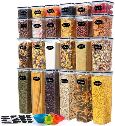 Контейнери для зберігання YASHE 24 шт. з кришкою, герметичні, BPA-free, для сухих продуктів, мюслі, борошна та цукру