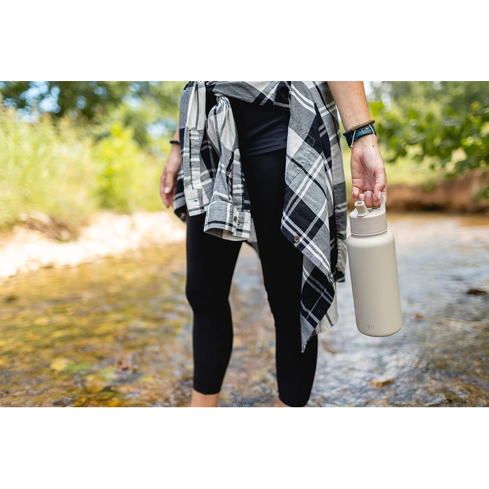 Simple Modern Trinkflasche mit Strohhalm und Chug-Deckel | Stainless Steel Insulated Water Bottle with Straw and Chug Lid for Sports Gym | Summit | 950ml | Checkmate