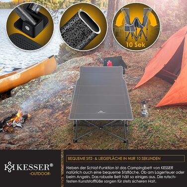 Кемпінгове ліжко KESSER®: стабільне розкладне ліжко для відпочинку на природі, 210 см, 600D Oxford, з сумкою та ліхтарем