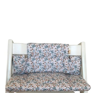 Дитяча подушка LUCCA для стільчика Stokke Tripp Trapp, ламінована, легко очищується, дизайн: джунглі бірюзовий/сині квіти