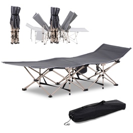 Outsunny Folding Cot with Storage Bag, Foldable Camping Bed, Camping Lounger, Includes Carry Bag, Steel Oxford, Grey, 190 x 68 x 52 cm | Aosom