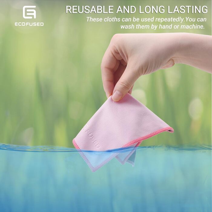 Серветки для чищення з мікрофібри Eco-Fused, 5 шт. - двосторонні - для смартфонів, LCD-телевізорів, планшетів, екранів ноутбуків, об'єктивів камер (рожеві, 17 x 16 см)