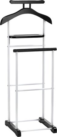 CARO-Möbel Сервант для одягу Medina з вішалкою для одягу, вішалкою для штанів та полицею - стильна підставка для одягу, метал, шпон дуба, чорний колір, для спальні та інших приміщень (білий/чорний)