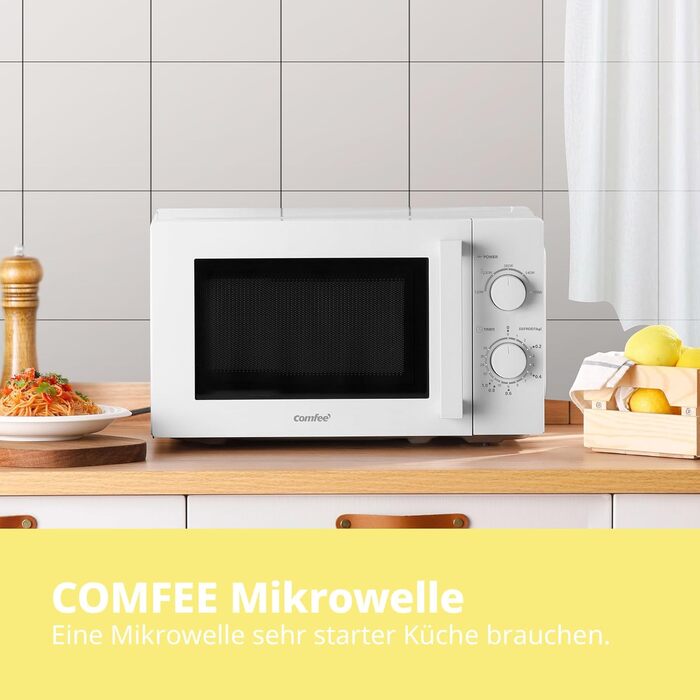 Мікрохвильова піч Comfee CMSN 20L біла, механічна, 700W, з дефростером та обертовим столом