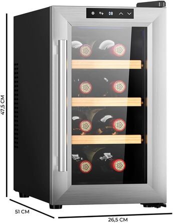 Cecotec 8-Bottle Wine Rack Bolero GrandSommelier 830 CoolWood, Thermoelectric, Quiet and High Performance, Adjustable Temperature: 8-18ºC, Touch Control Panel, Displays, Eco-friendly.
