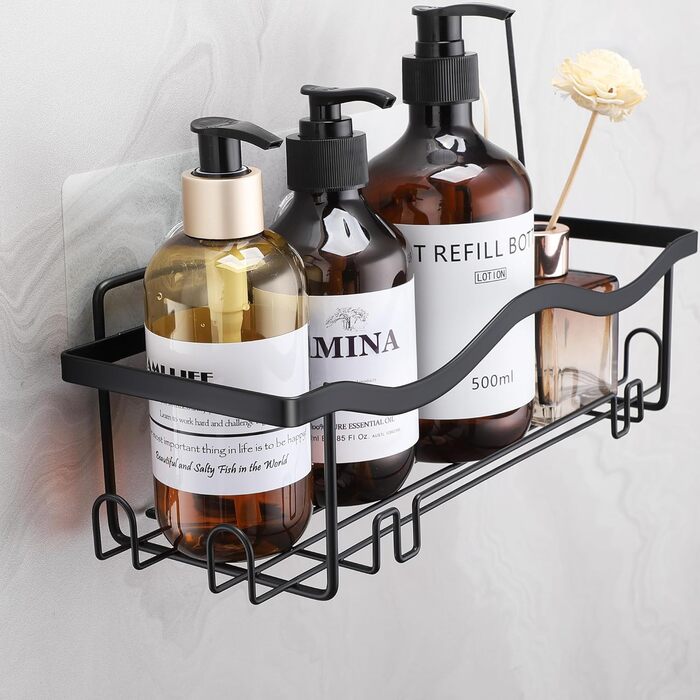 Набір полиць для душу ALOCEO без свердління (3 шт), органайзер для шампунів та аксесуарів, нержавіюча сталь, чорний