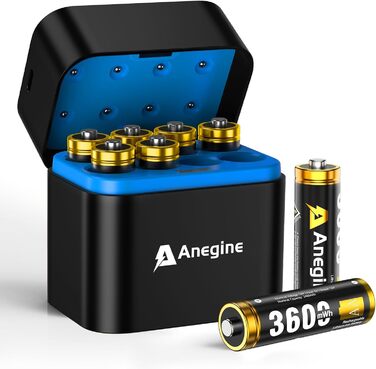 Акумулятори AA Lithium 3600mWh 1.5V з зарядним пристроєм (8 шт.) - до 2000 циклів