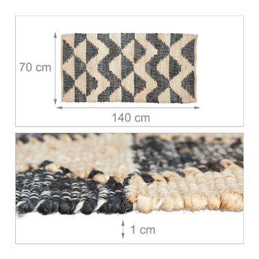 Relaxdays Runner Rug with Zigzag Pattern, 70 x 140 cm