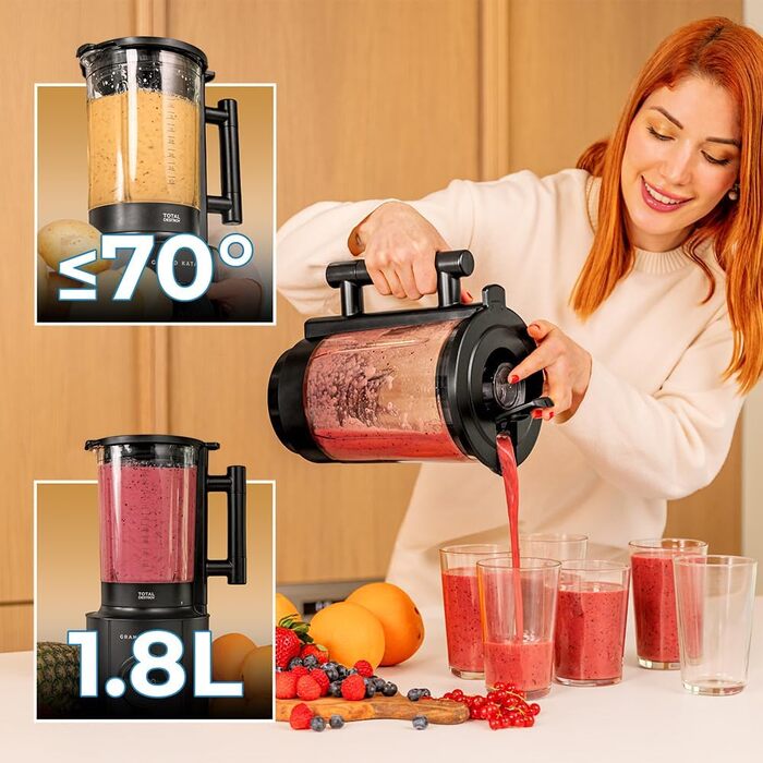 Cecotec Stand Mixer Grand Katana 2700MAX Total Destroy Screen B. Maximum Power 2700W, Digital Display, 8-Blade Knife with Black Titanium Coating, 1.8L Glass Jug Black / Display