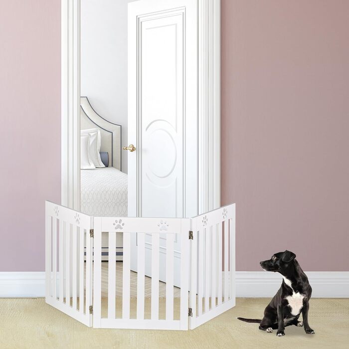 Захисне ґратка для собак Relaxdays, самостійною підставкою, 60 x 153 см, MDF, складана, білий