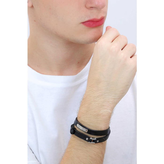 Чоловічий браслет Diesel з шкіри або синтетики з застібкою-шпилькою, чорний