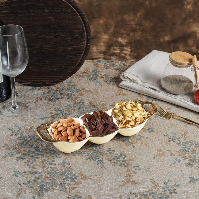 Золота етажерка Fanquare з 2 ярусами з кераміки, підставка для тортів, фруктів та капкейків