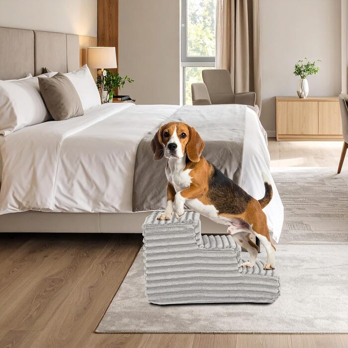 Сходинка для тварин Boutique Zoo: 30 см, 3 сходинки, для собак та котів | З м'якого велюру, для ліжка та авто