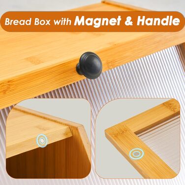YOUDENOVA Блок для хліба з кришкою та дощечкою для нарізання, дерев'яний кошик для хліба, бамбукова скринька для зберігання хліба, солі та перечниці, 39x25x20 (ДxШxВ) см, (Натуральний)