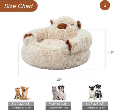 Jiupety Dog Bed, Fluffy Camel Shape, Donut Dog Bed for Small Dogs, Orthopedic Dog Bed Size L (69 x 69 x 36 cm), Washable Dog Bed, Indoor Dog House, Camel (L 51 cm x W 51 cm x H 33 cm)