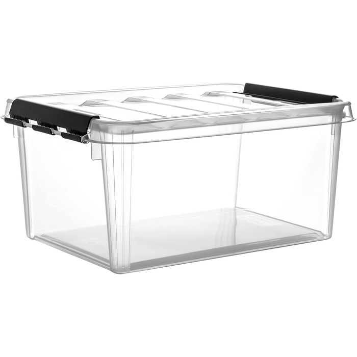 10x Storage Box Stackable Box Smart Store Classic 15 Transparent with Lid & Click Closure