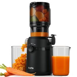 Шнекова соковижималка Fretta Slow Juicer з широким завантажувальним отвором для цілих овочів та фруктів, BPA-free Tritan, 1 л, димчасто-чорна