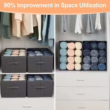 EASEVE Closet Organizer Drawer Storage Box for Clothes - 12 Cell Drawer Organization System Closet Clothes Storage Boxes for Jeans, Pants, Towel, Shirt, Sweater (2 Pack)