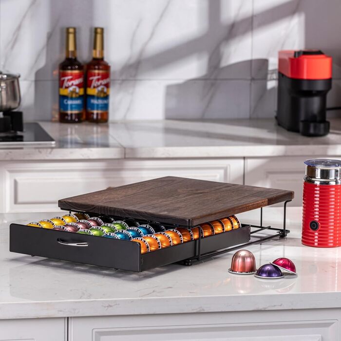 Підставка для капсул Nespresso Vertuo (50 капсул) з дерев'яною кришкою - Органайзер для кавових капсул