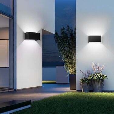 LED настінний світильник Cwycfw 24W, 2 шт., регульований світловий потік, чорний, тепле світло 3000K, IP65, вологостійкий
