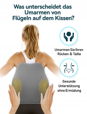 Ergonomічна подушка під поперек TRAVEL EASE з ефектом пам'яті, 40x43 см, сіра