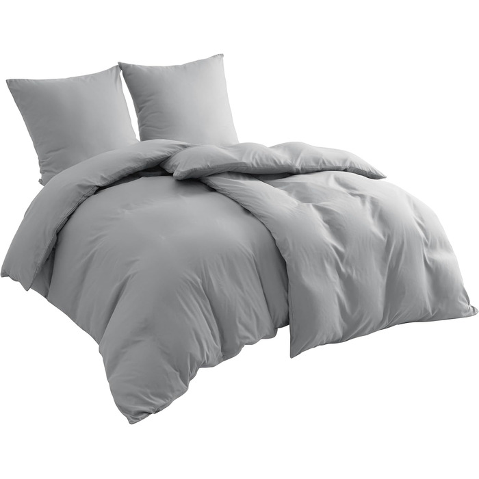 BEDSURE Комплект постільної білизни 135x200 см, 4 шт. (2 наволочки 80x80 см, 2 простирадла 135x200 см), сірий, мікрофібра, поліестер, ÖKO-TEX