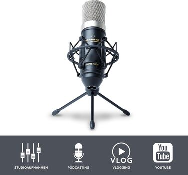 Мarantz Professional MPM1000 - XLR конденсаторний мікрофон з поп-фільтром, підвісом, штативом та XLR кабелем для дому/студії