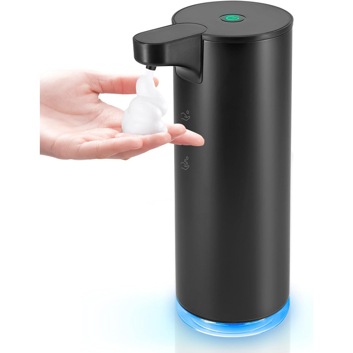 Automatic Soap Dispenser Stainless Steel Foam Soap Dispenser Electric - LAOPAO Soap Dispenser Set IPX5 Waterproof USB-C Charging with Sensor Infrared Motion Sensor for Kitchen & Bathroom (Black)
