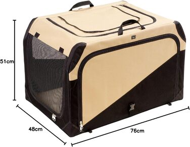 HUNTER Складана переносна будка для собак, бежева, M, 76x48x51 см