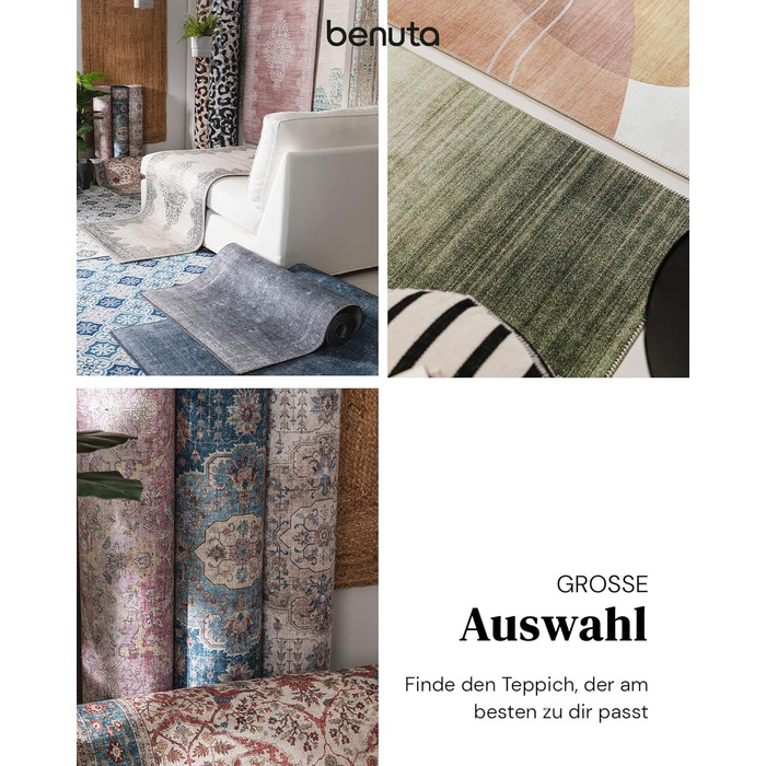 benuta pop Laury Rug - Synthetic Fiber - Rectangular & in Vintage Style - Easy Care for Living Room, Bedroom, Pink, 160x230 cm 160 x 230 cm (Rectangular) Pink