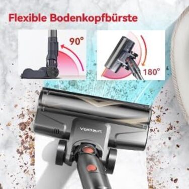 Пилсос YISORA 6-в-1: вертикальний та ручний, з кабелем 6м, потужність 600W, сила всмоктування 23Kpa, без мішка, для твердих поверхонь та килимів, легкий, рожевий