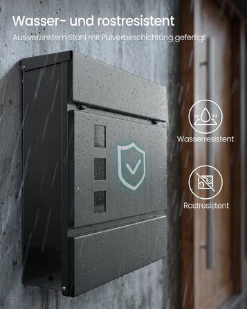 Поштовий ящик SONGMICS XXL з газетницею, антрацит, 37x37x10.5 см, з ключем, захист від реклами, сучасний, для дому та саду