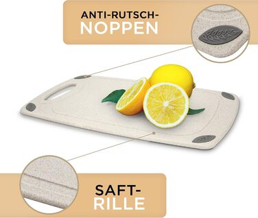 Обрізна дошка EXITOSO з PP-матеріалу та пшеничного полова, з канавкою для соку та ручкою, для хліба та інших продуктів, миюча в посудомийній машині, антибактеріальна, 32x20 см