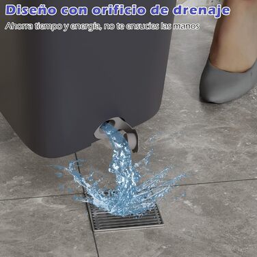 Набір для миття підлоги Wischmopp з відром, мікрофібра, віджимний механізм, 2 в 1, регульована ручка, 6 мікрофібрових насадок, сірий + блакитний