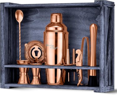 Набір для приготування коктейлів Mixology & Craft Cocktail Shaker Set 11-tlg. - Набір для бармена з аксесуарами, нержавіюча сталь, чорний (мідний)