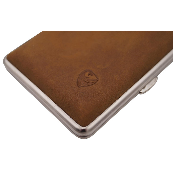 GERMANUS Cigarette Case, Wild Rind (Wild Bull), handcrafted, brown, 85 mm, Medium size 2II