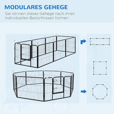 Клітка-манеж для цуценят PawHut 80x60 см з 8 панелей, дверцятами та фіксацією для землі
