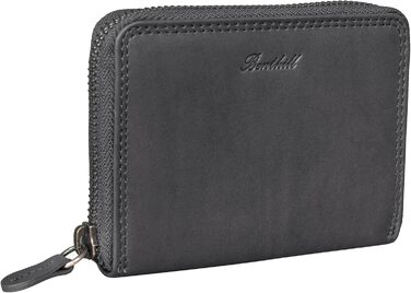 Benthill Wallet Women's Small Genuine Leather | Wallet with RFID Protection | Flat Slim Card Holder with Zipper & 6 Card Slots, Color: Gray