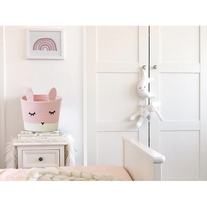 Милий маленький кошик з бавовняного шнура T&T Homewares для зберігання, прання, дитячої кімнати, іграшок, кота, собаки, рослин, рожевий заєць